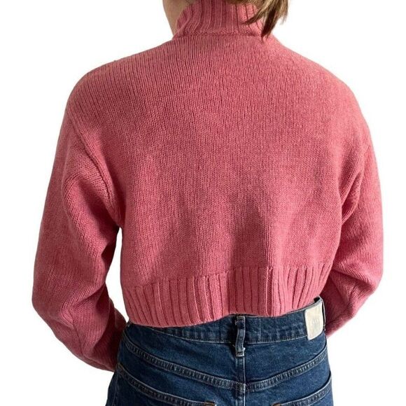 Wilfred Free Aritzia Womens Pink Cropped 100% Wool Mock Neck Sweater Sz M - Picture 5 of 7